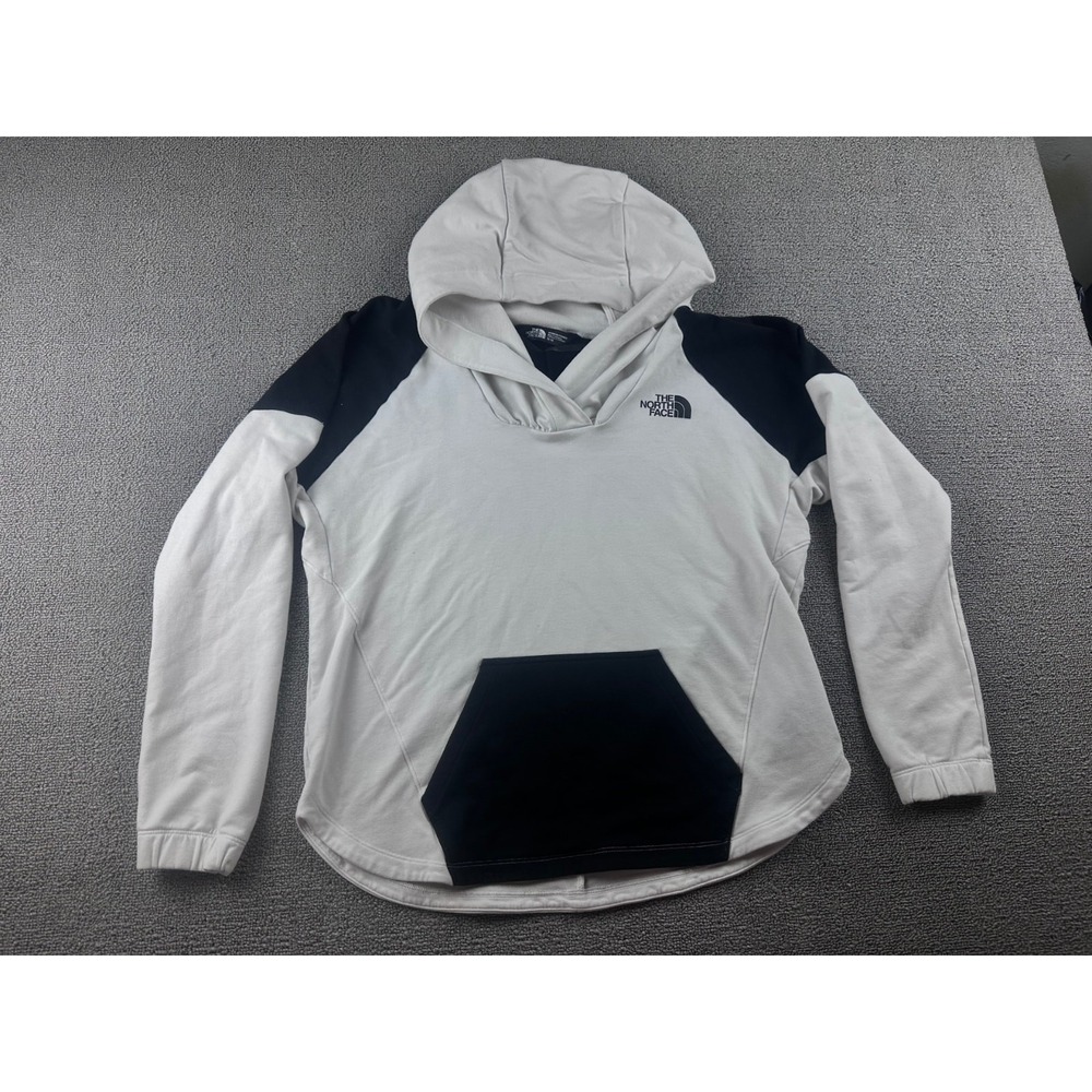 North Face Hoodie Women M White Black Standard Colorblock Fleece Gorpcore Sporty
